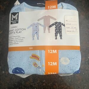 3-Pack Organic Cotton Sleep & Play One-Piece - Light Blue (12M)